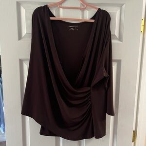 Coldwater Creek Women's Draped Deep V Black Top